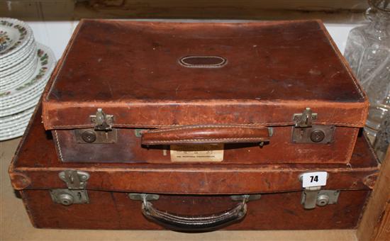 Two leather suitcases